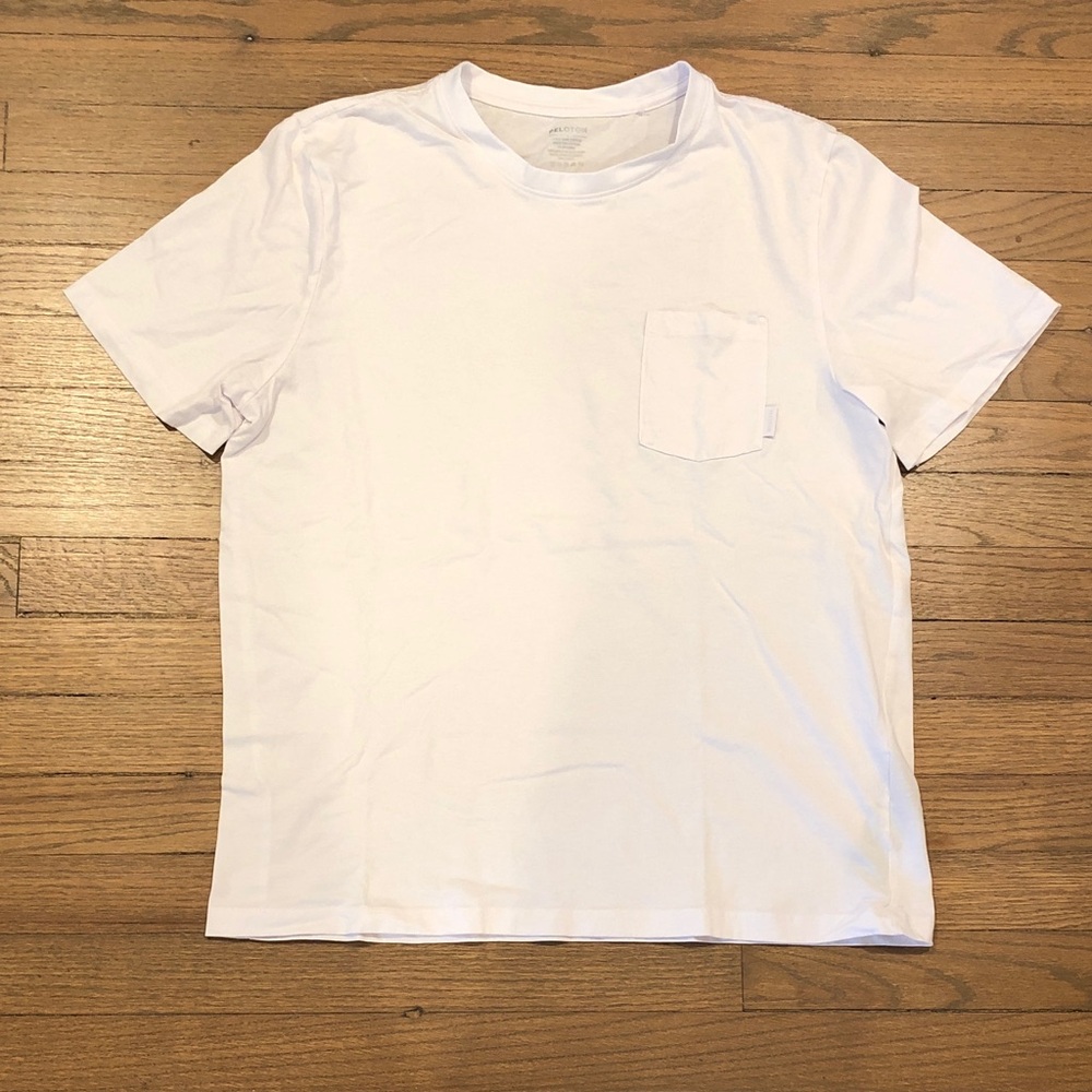 NWOT Women's Peloton White "Take a Hike" Pocket Crewneck Cotton T-Shirt Sz L